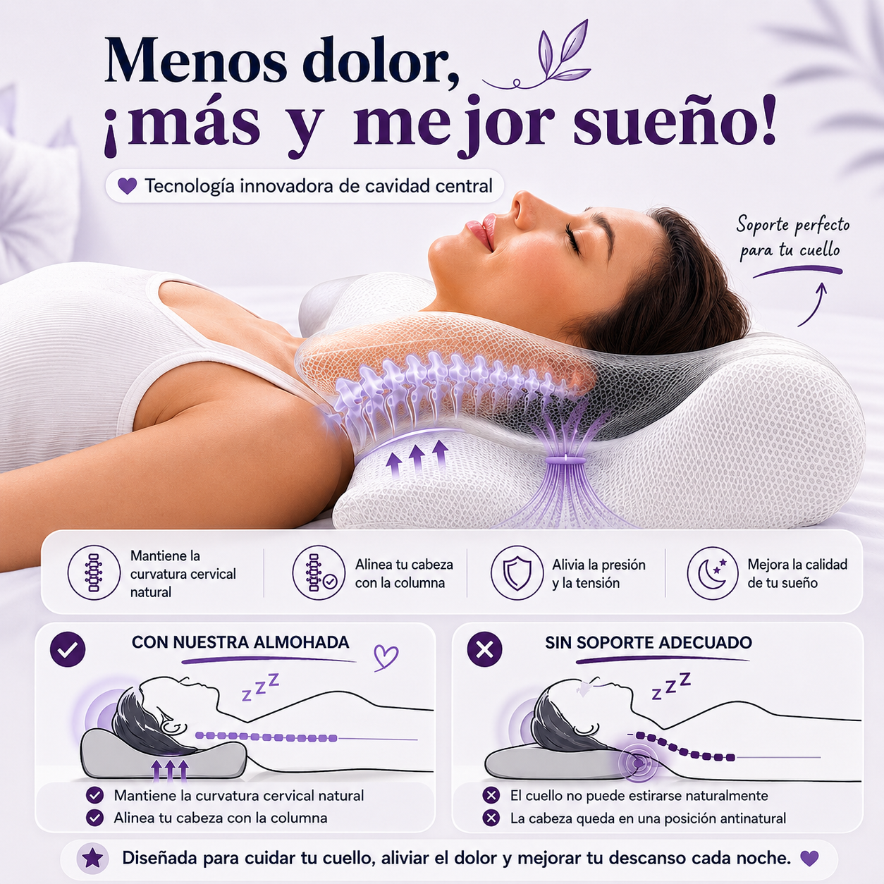 Almohada cervical ergonómica